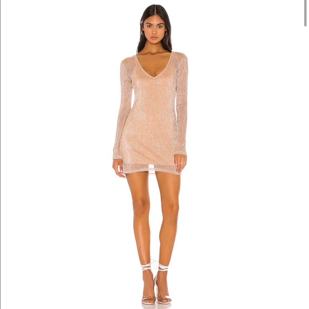 Superdown Melody Sheer Mini Dress in Rose Gold